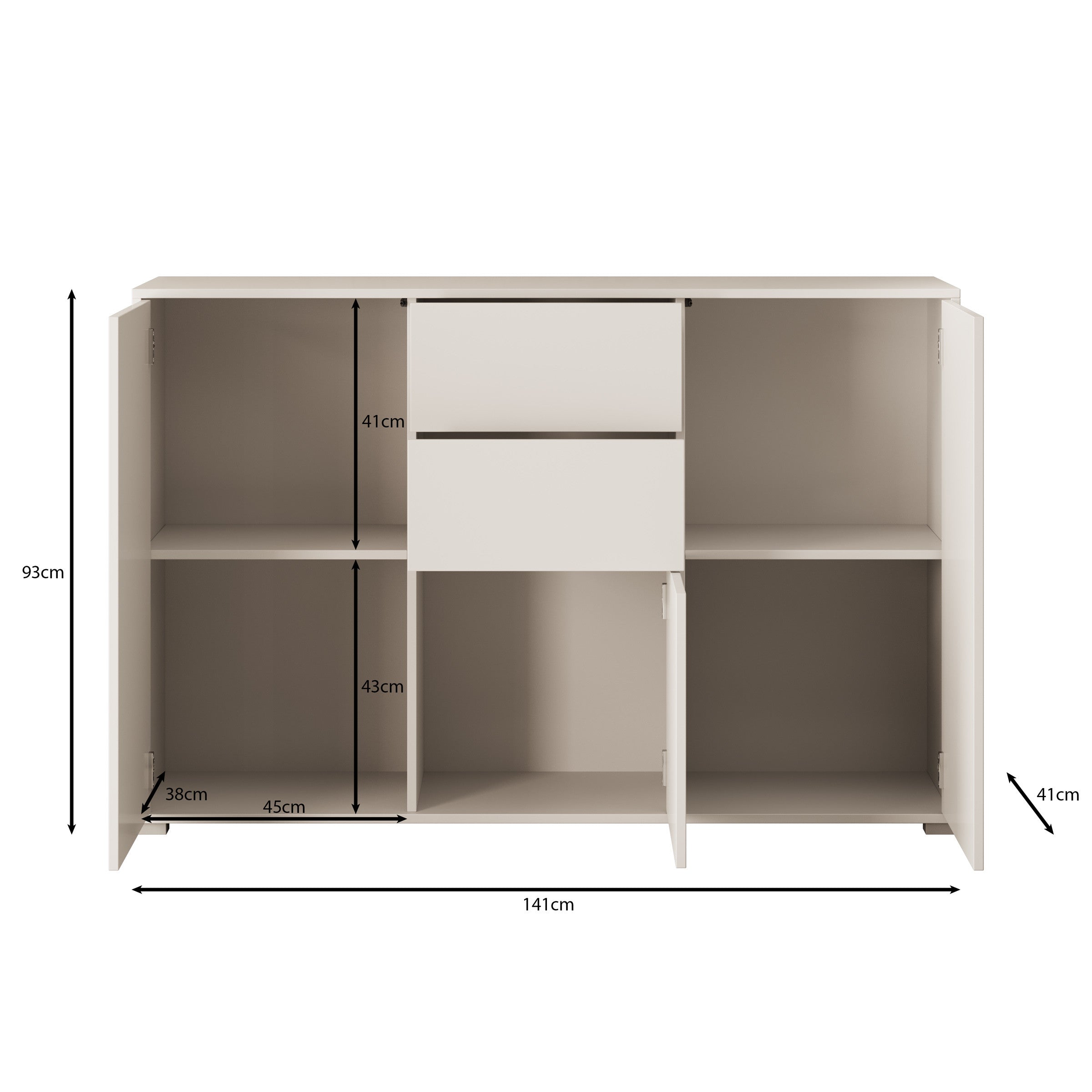 Gideon - Dressoir - Wit - 141x41x93 cm