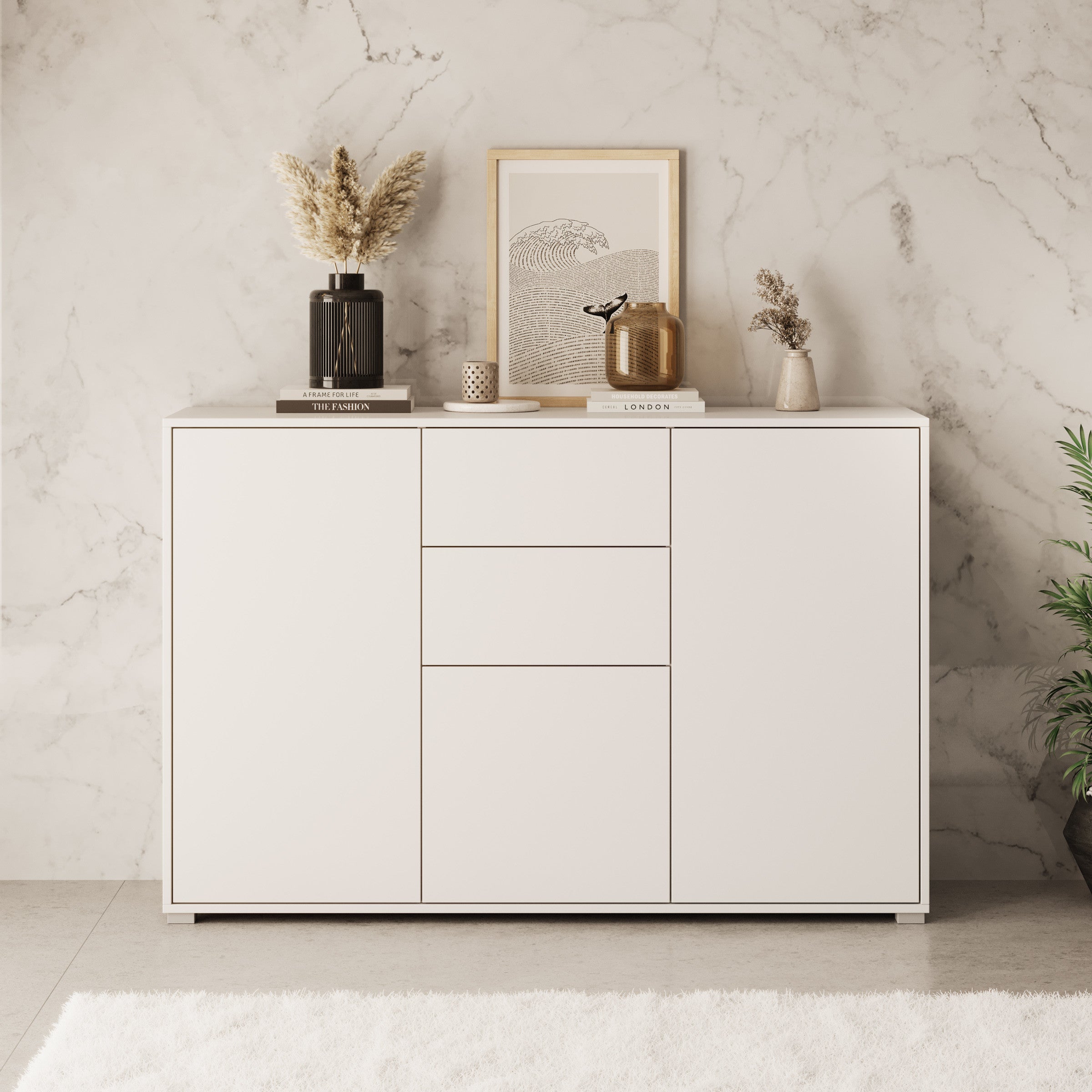 Gideon - Dressoir - Wit - 141x41x93 cm