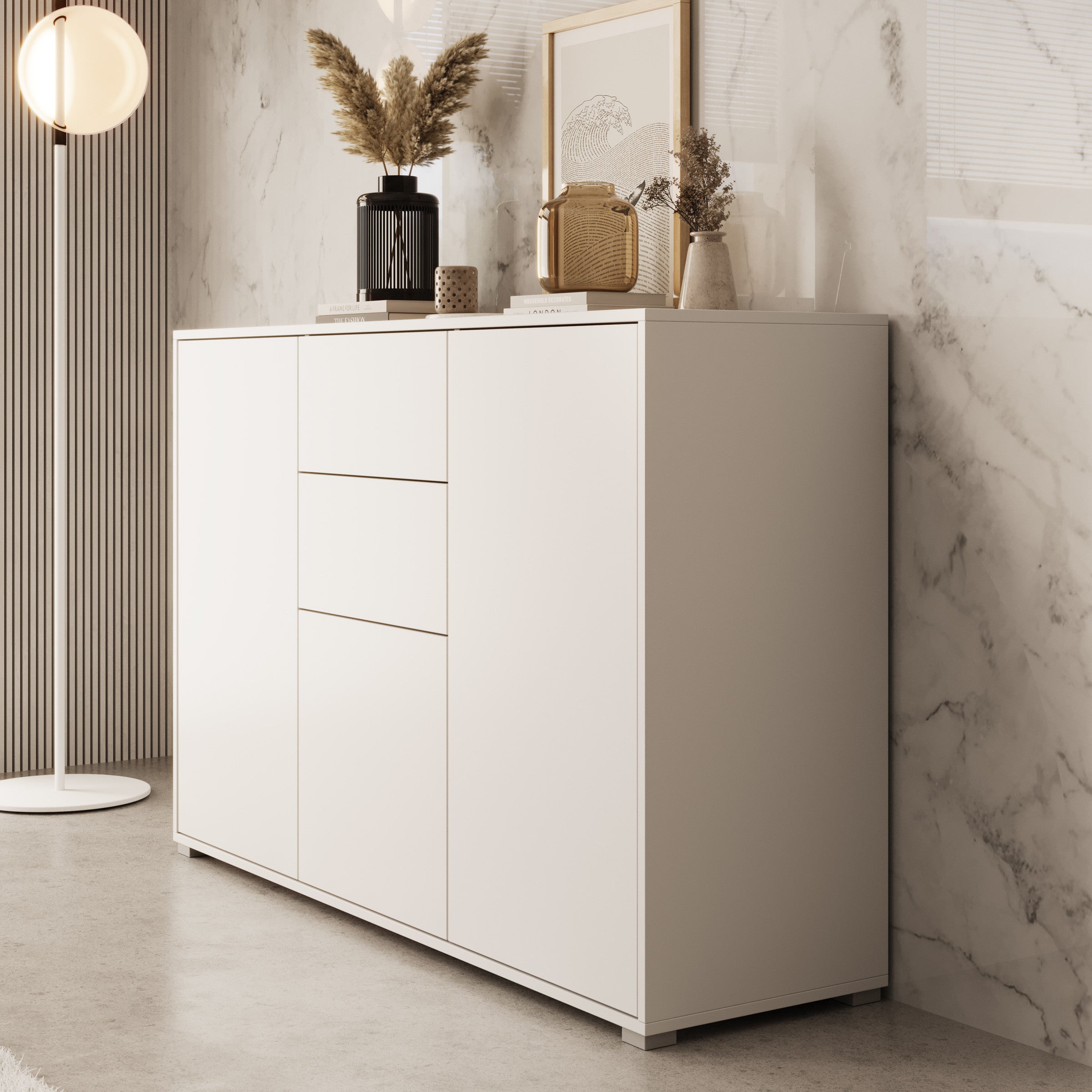 Gideon - Dressoir - Wit - 141x41x93 cm