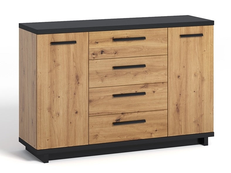 Incala - Dressoir - Eiken/zwart - 135x40x90 cm