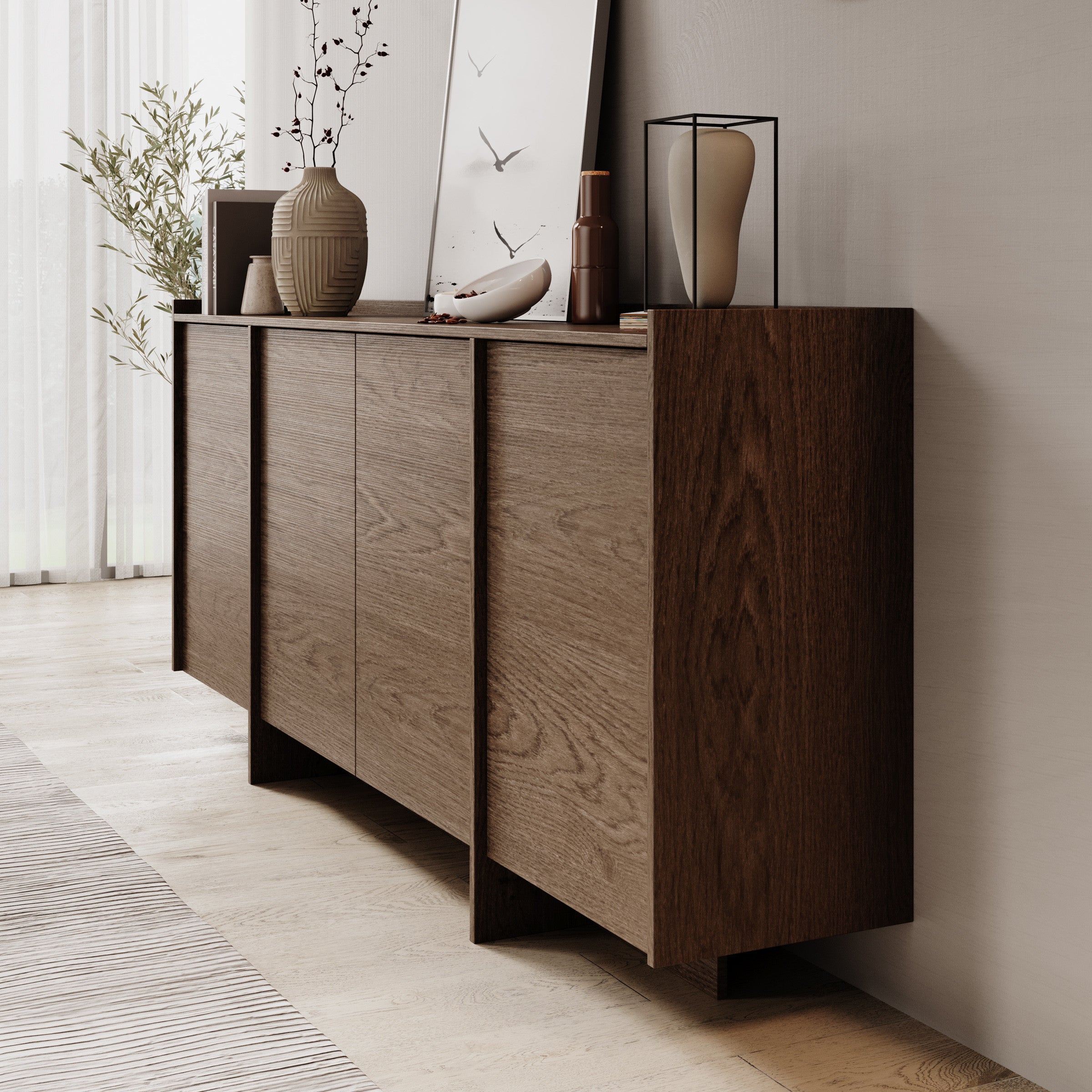 Jaxon - Dressoir - Donker eiken - 200x38x90 cm
