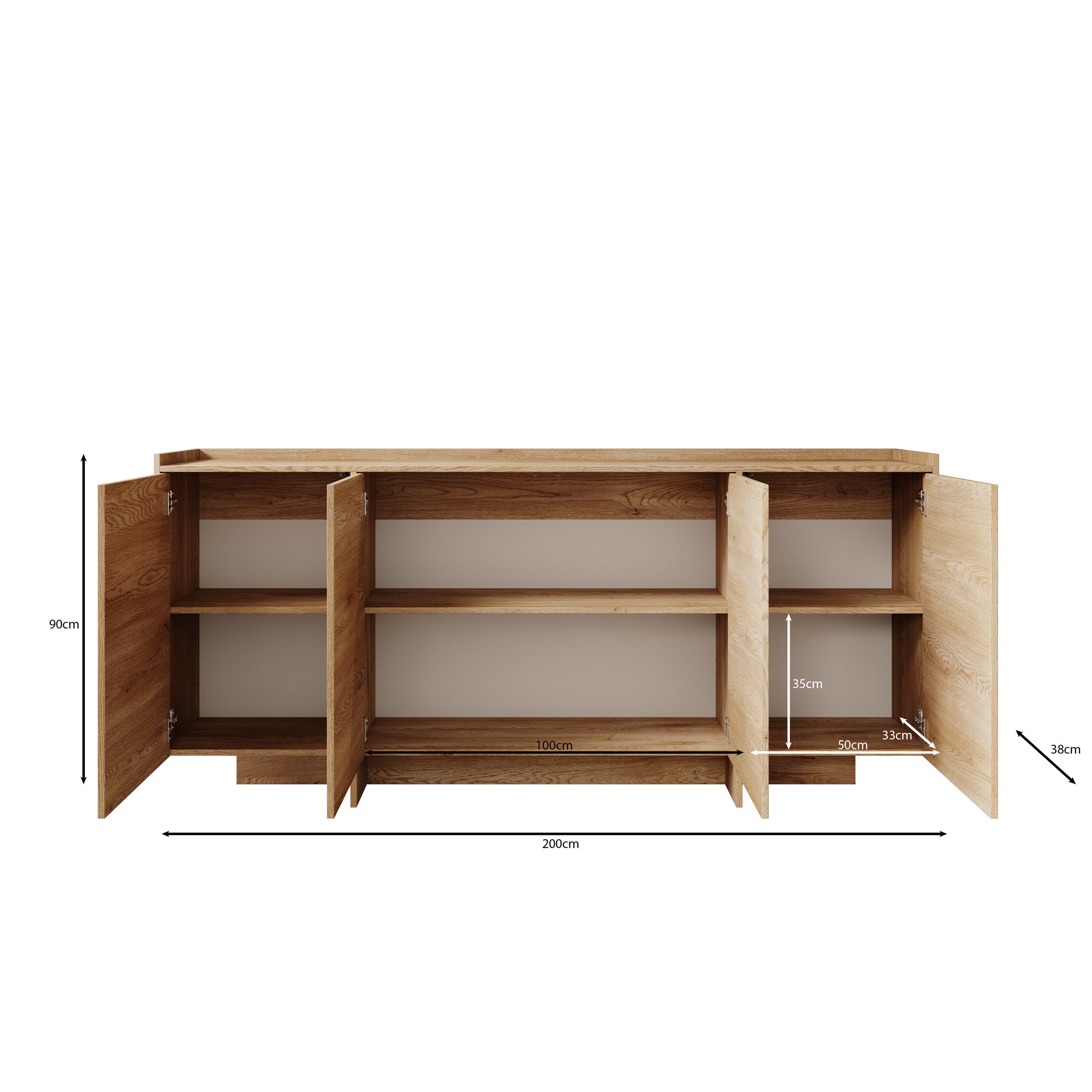 Jaxon - Dressoir - Donker eiken - 200x38x90 cm