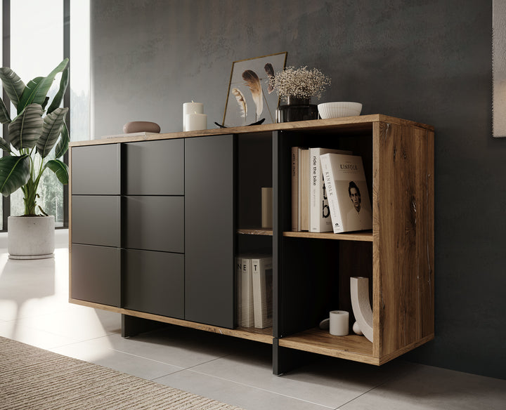 Jonna - Dressoir - Zwart - 160x42x86 cm