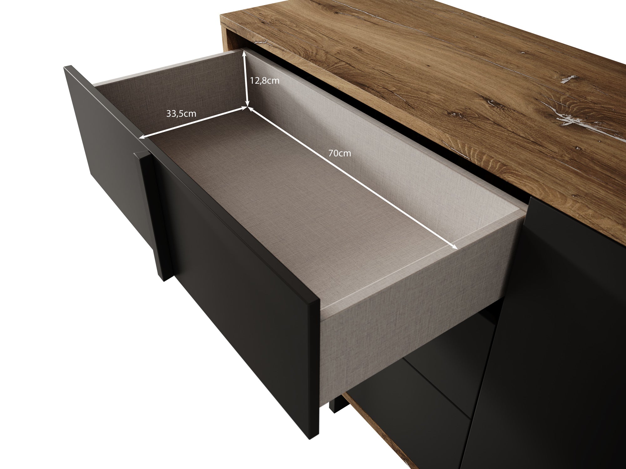 Jonna - Dressoir - Zwart - 160x42x86 cm