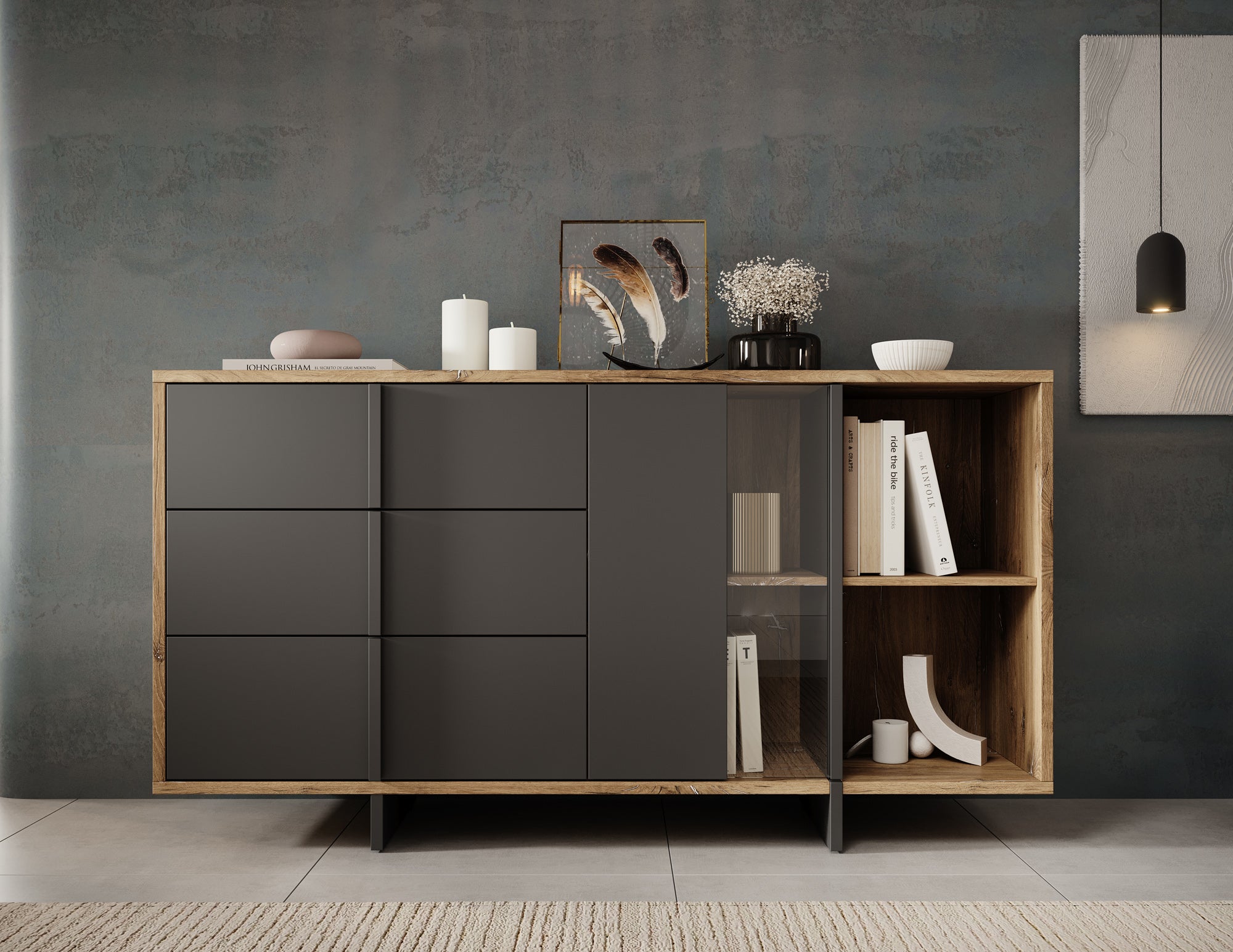 Jonna - Dressoir - Zwart - 160x42x86 cm