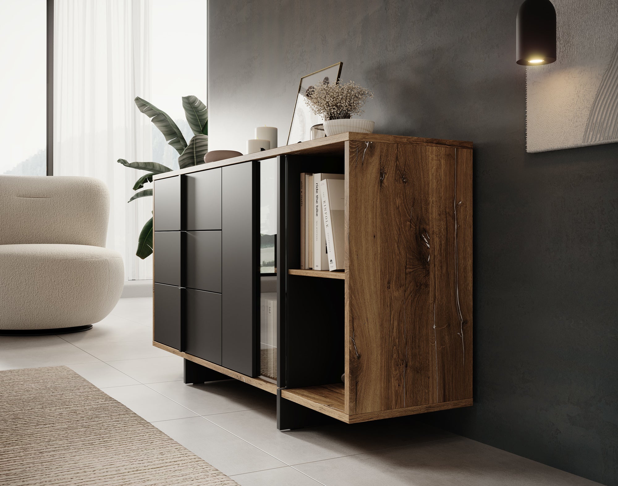 Jonna - Dressoir - Zwart - 160x42x86 cm