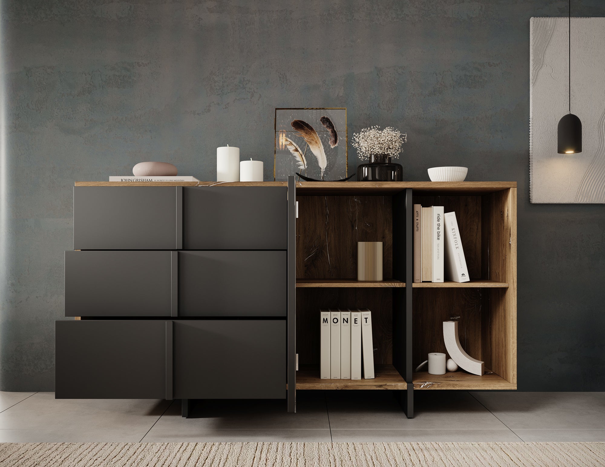 Jonna - Dressoir - Zwart - 160x42x86 cm
