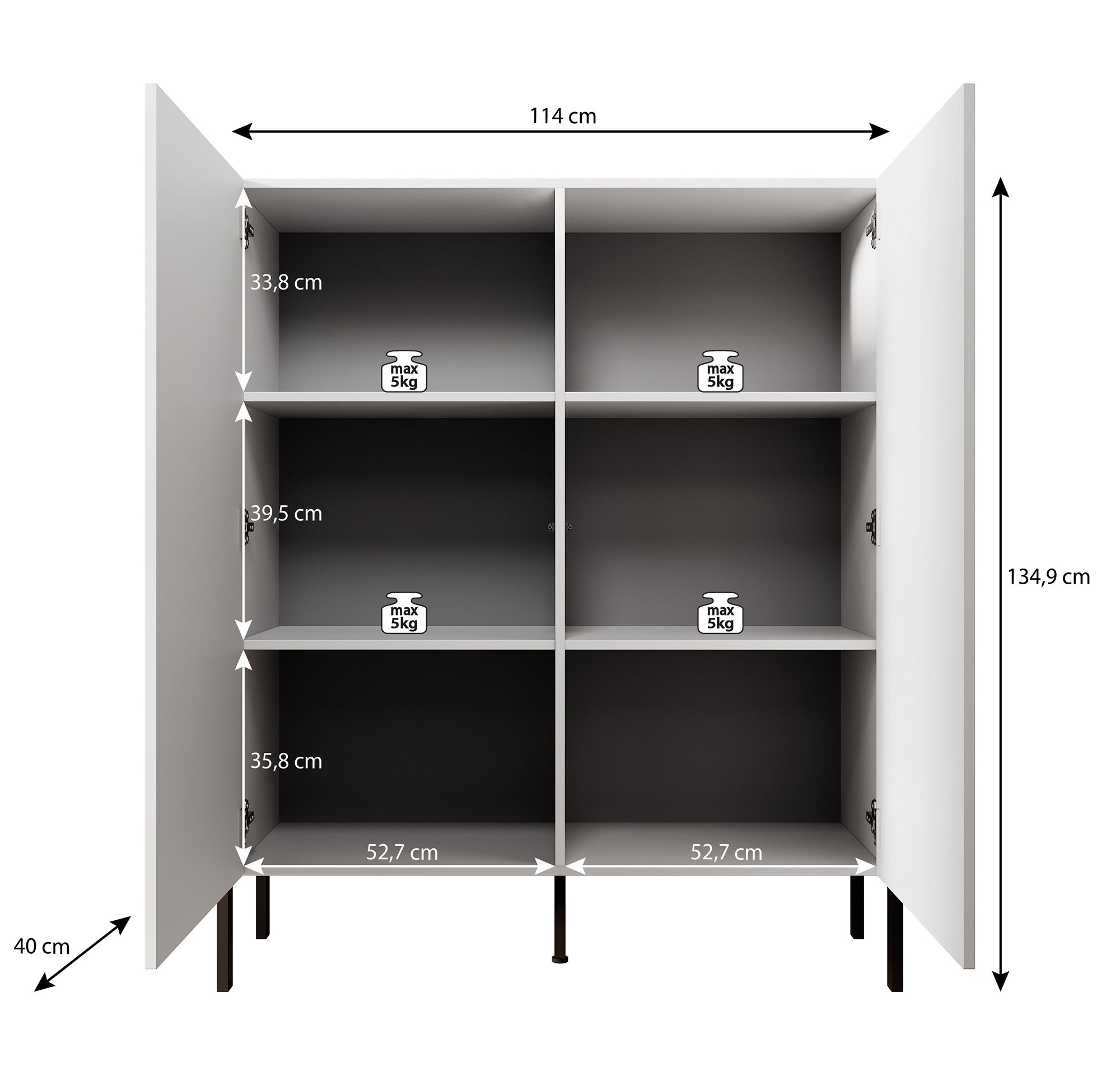 Jordy - Dressoir - Beige - 114x40x135 cm