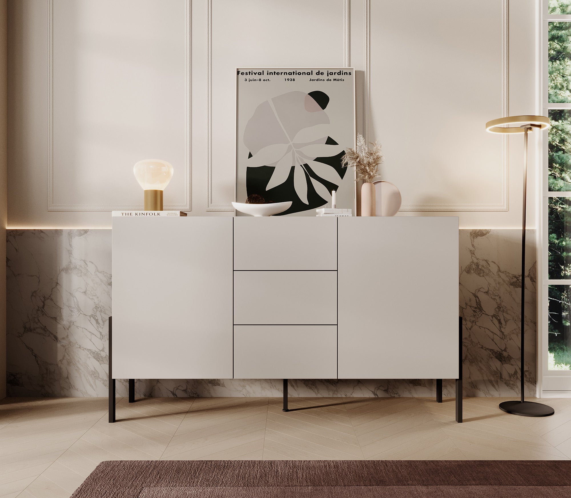 Jordy - Dressoir - Beige - 154x40x90 cm