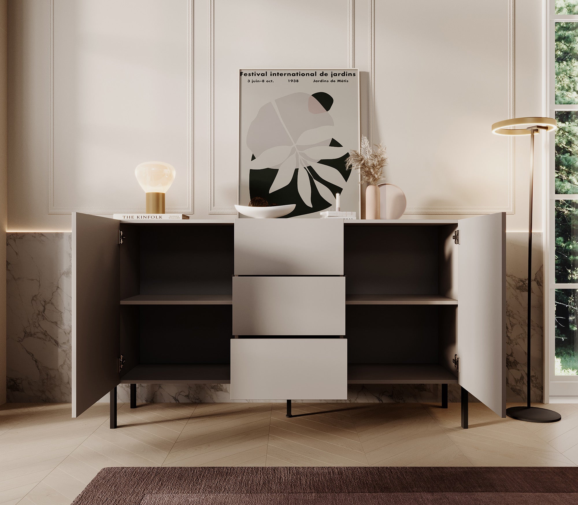 Jordy - Dressoir - Beige - 154x40x90 cm