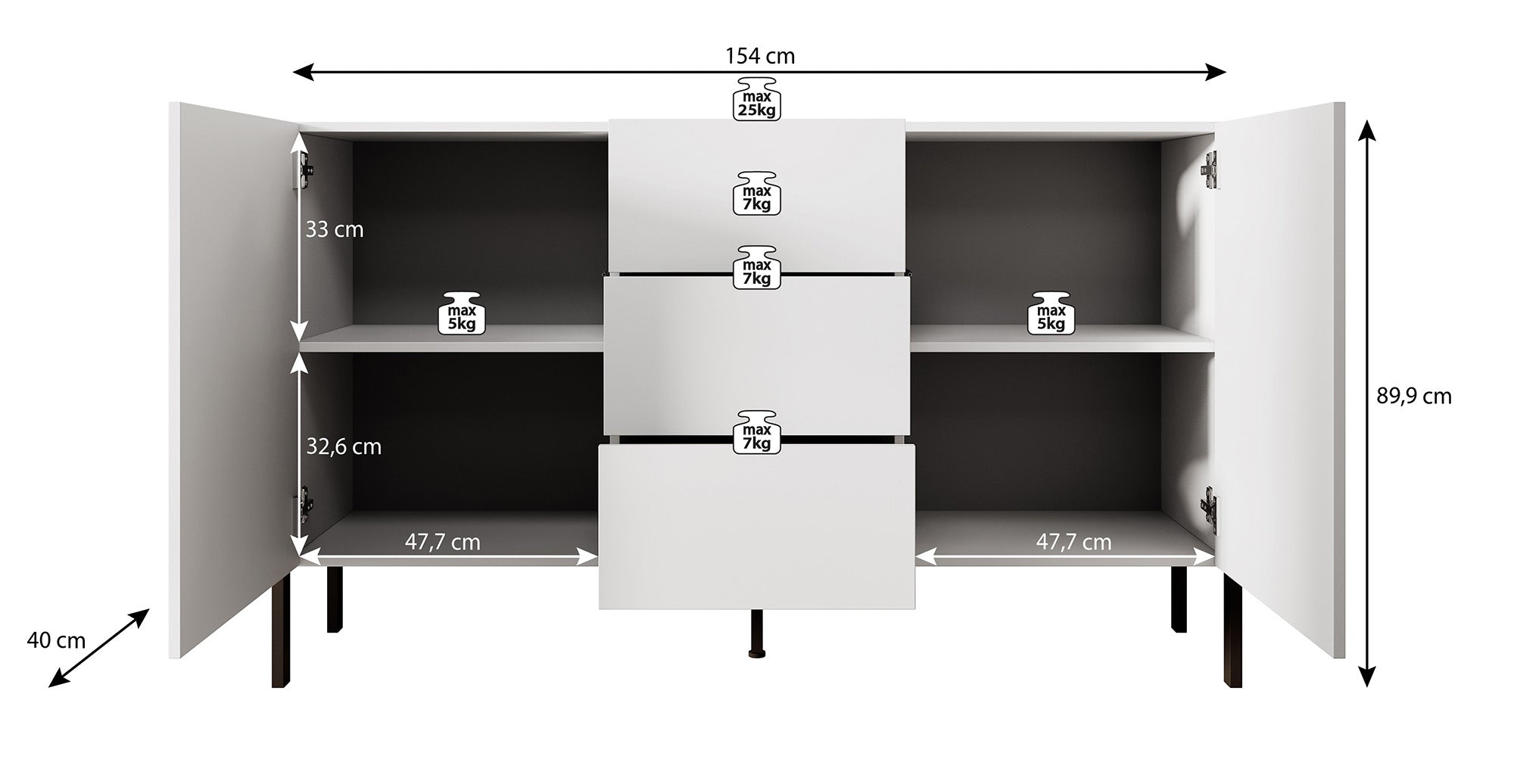 Jordy - Dressoir - Beige - 154x40x90 cm