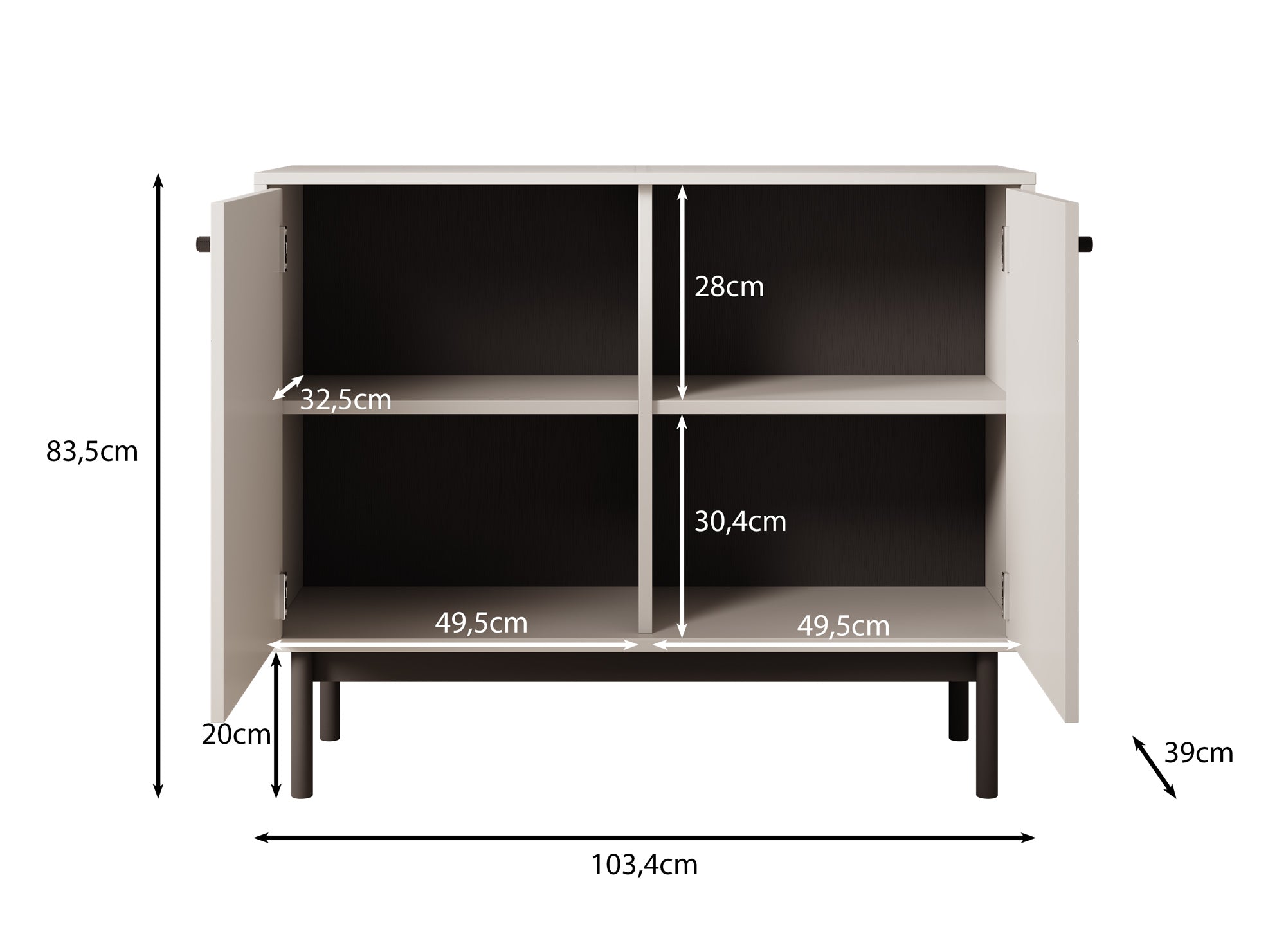 Jules - Dressoir - Beige - 104x39x84 cm