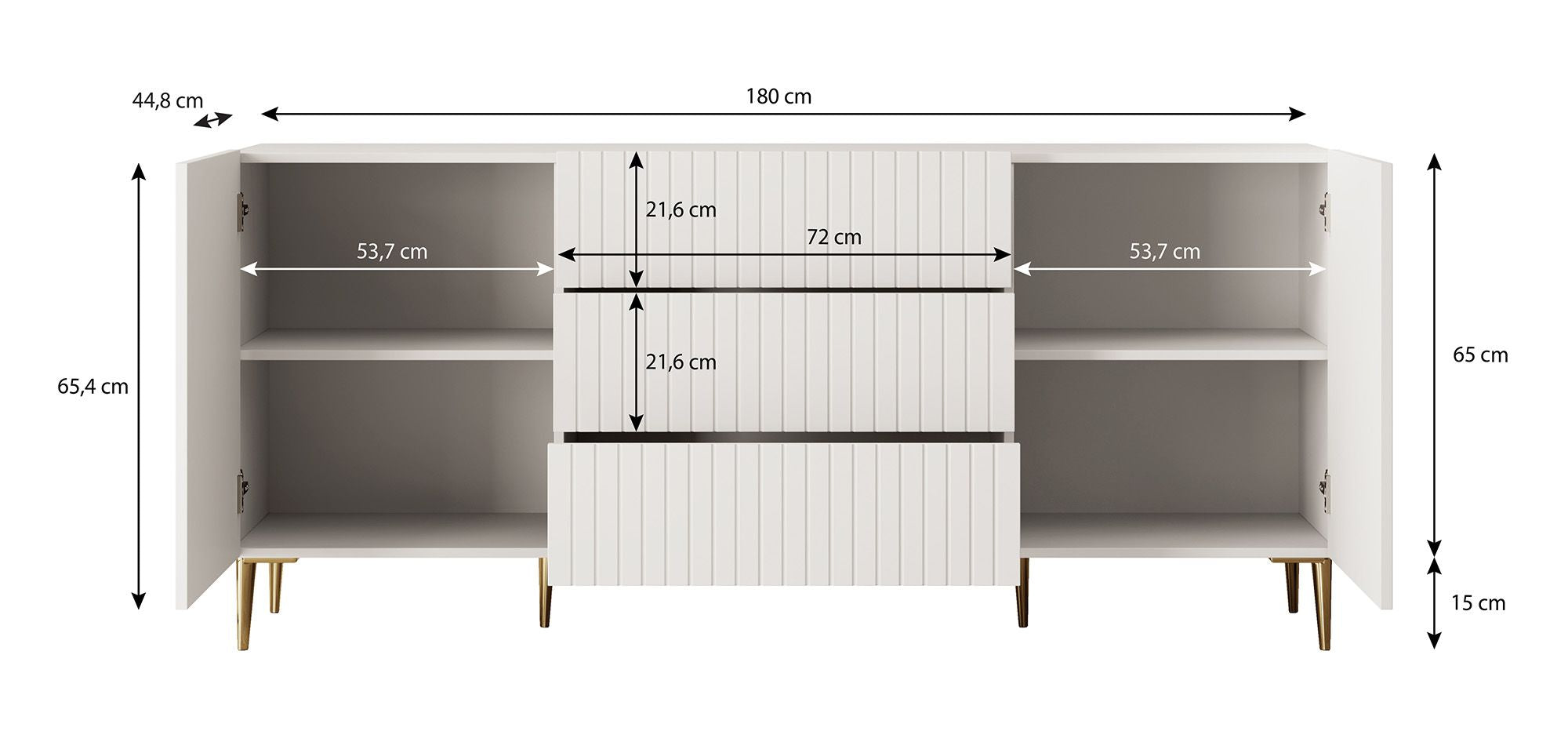 King - Dressoir - Wit - 180x45x80 cm