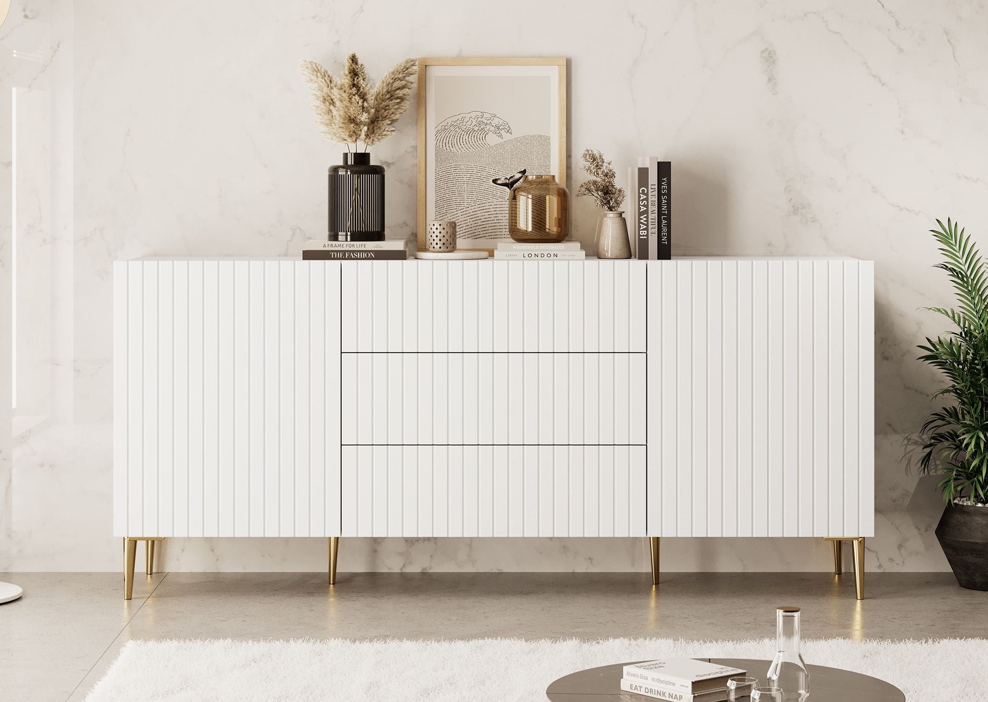 King - Dressoir - Wit - 180x45x80 cm
