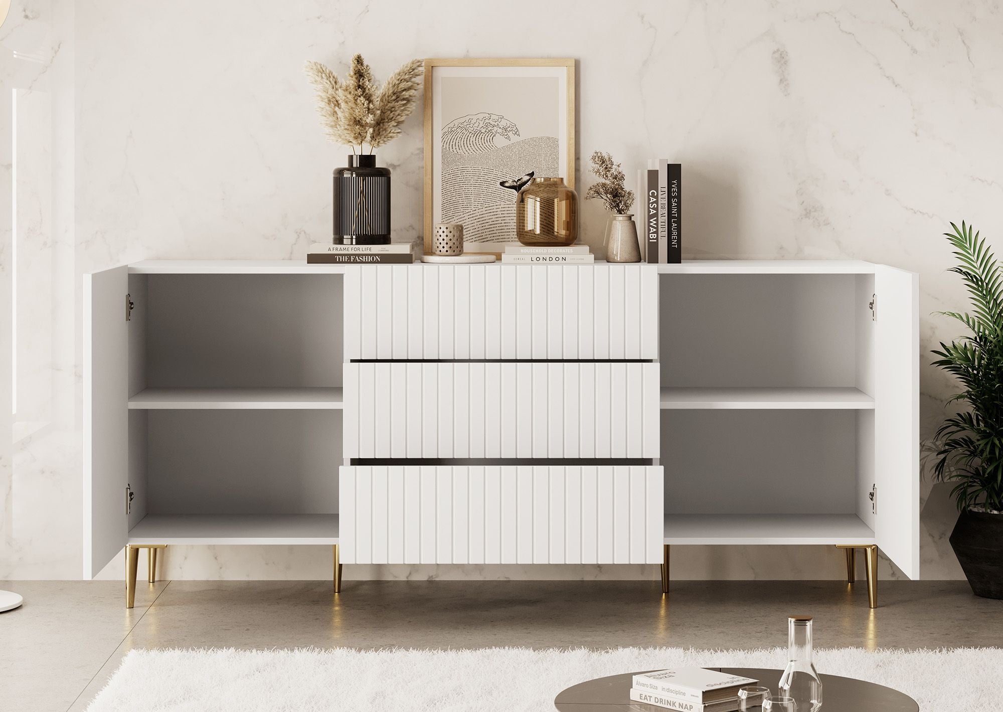 King - Dressoir - Wit - 180x45x80 cm