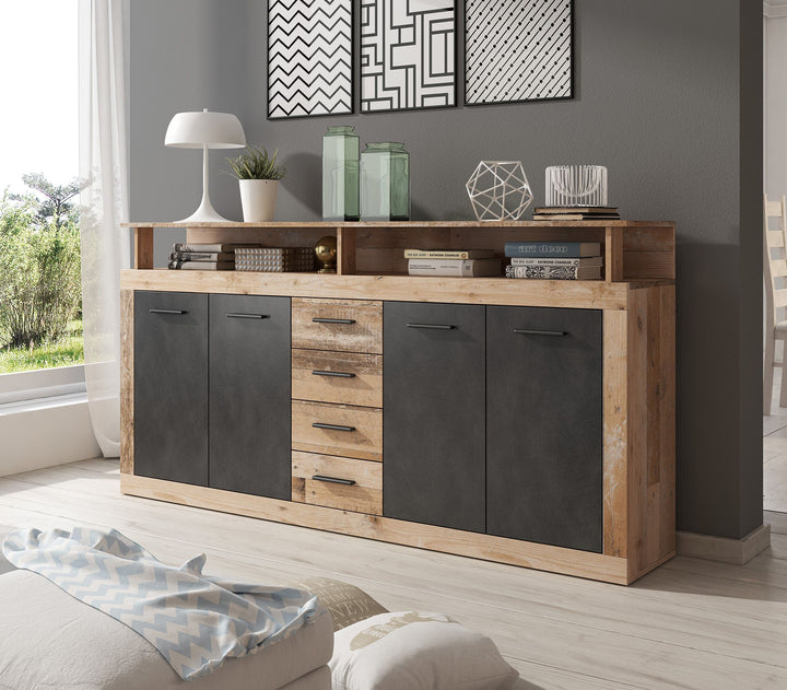 Lavina - Dressoir - Grijs/old wood - 190x32x96 cm
