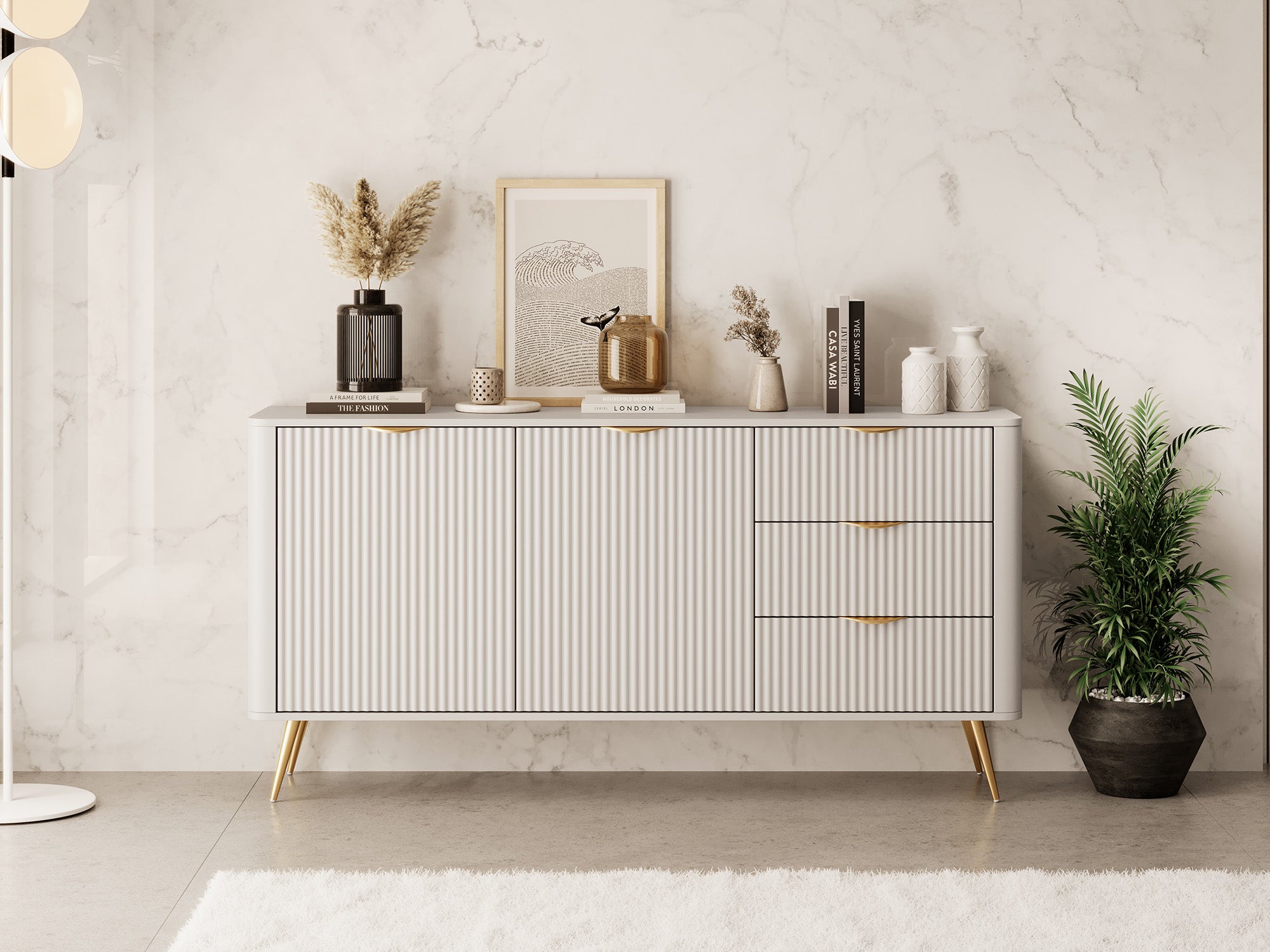 Lima - Dressoir - Beige - 163x38x81 cm
