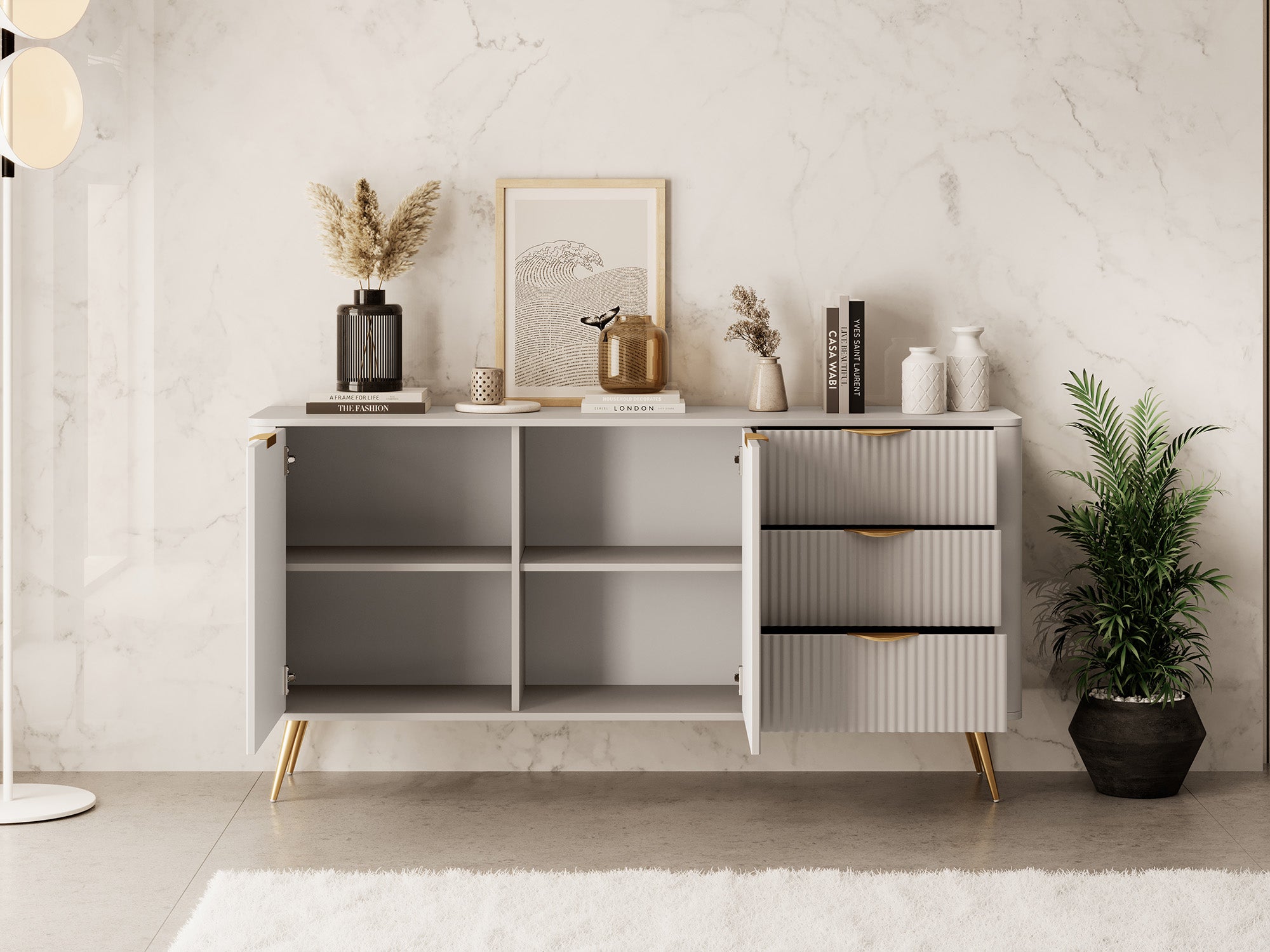 Lima - Dressoir - Beige - 163x38x81 cm