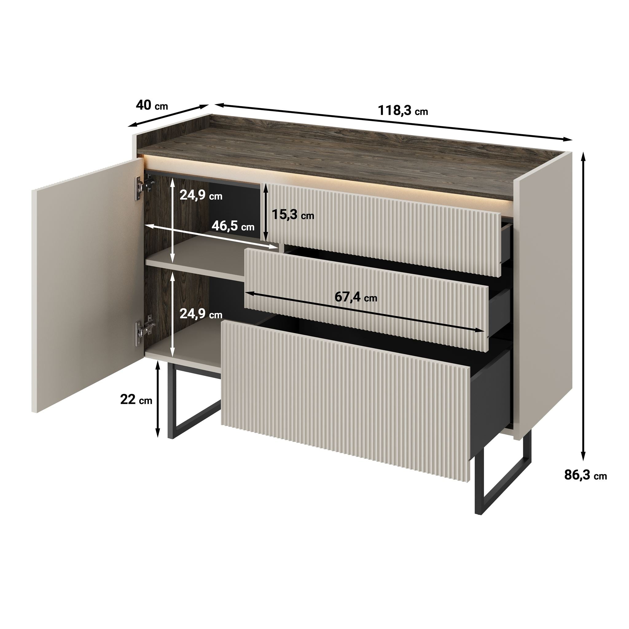 Linq - Dressoir - Beige - 118x40x86 cm