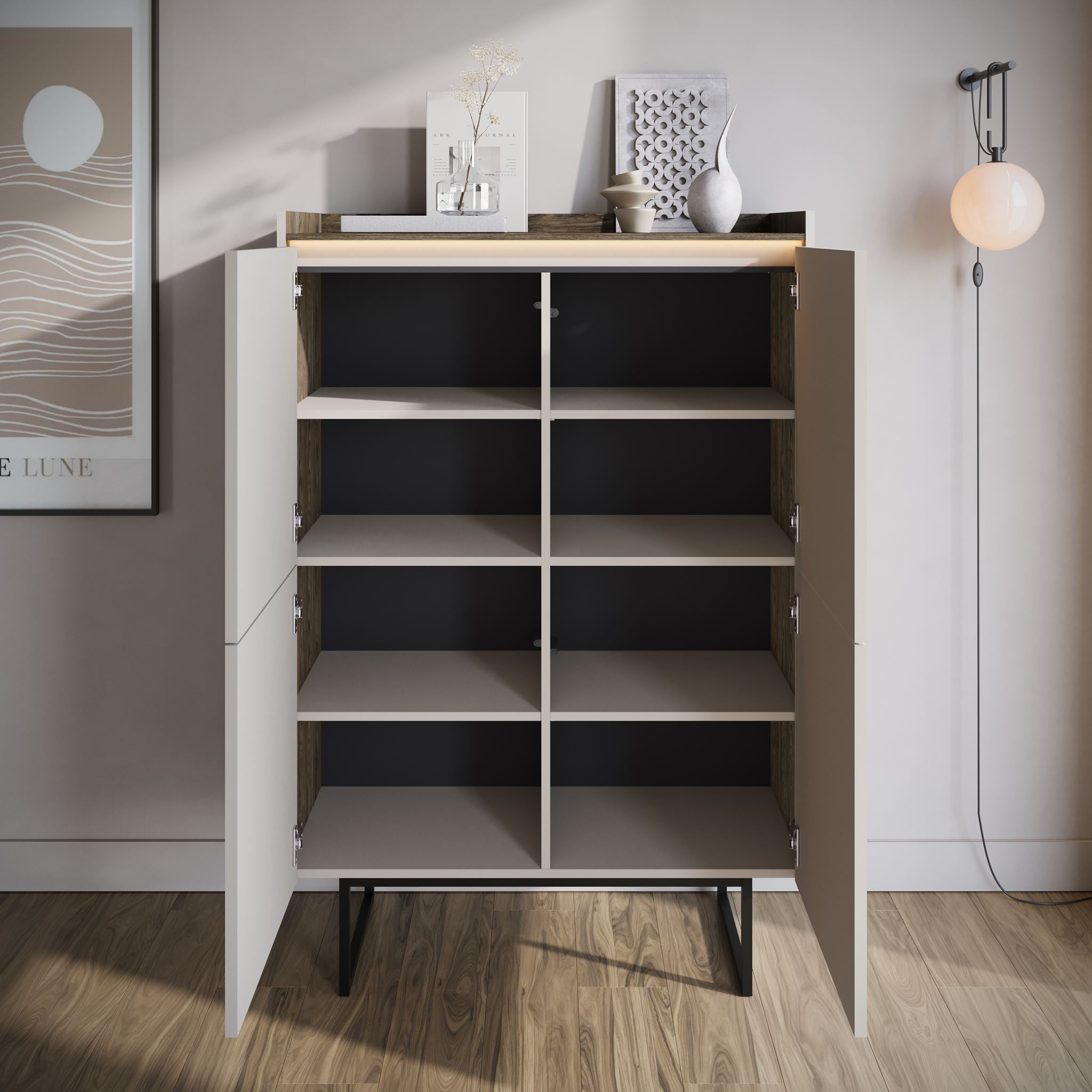 Linq - Dressoir - Beige - 98x40x144 cm