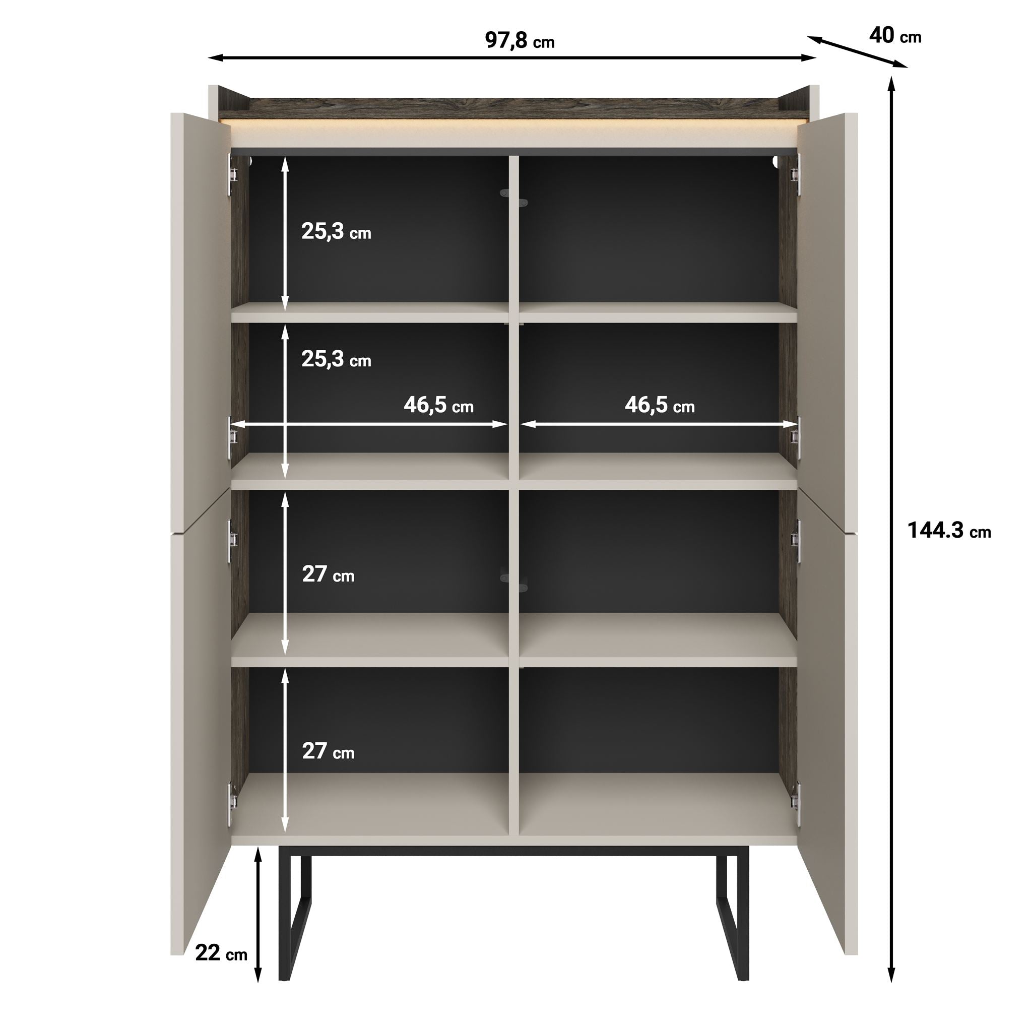 Linq - Dressoir - Beige - 98x40x144 cm