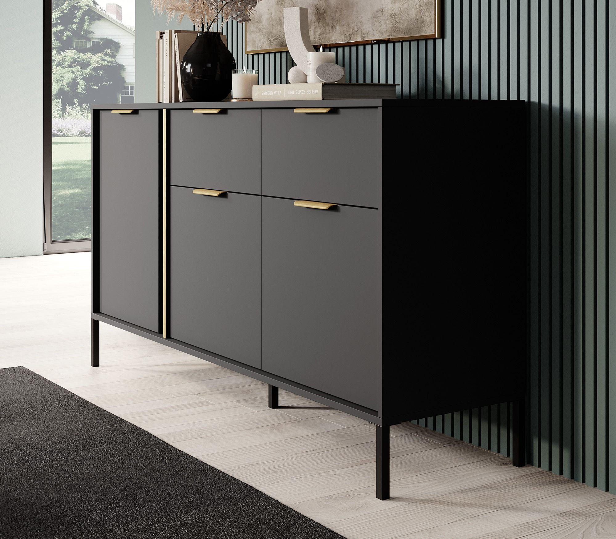 Loren - Dressoir - Antraciet - 153x40x81 cm