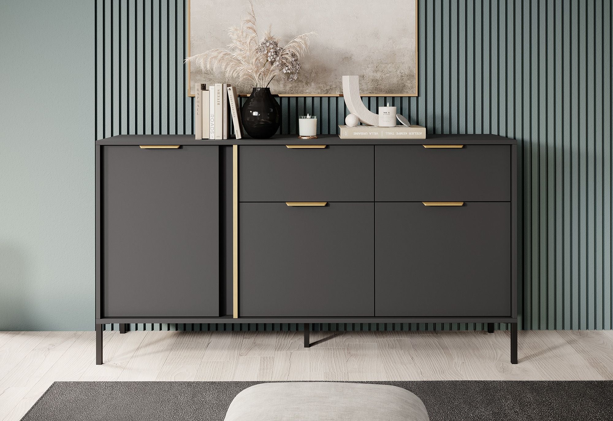 Loren - Dressoir - Antraciet - 153x40x81 cm