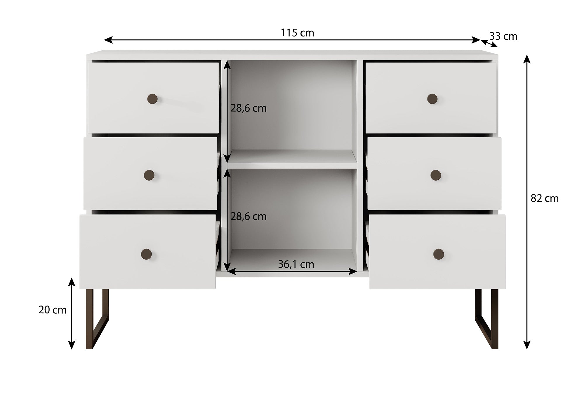 Lyndall - Dressoir - Beige - 115x33x82 cm