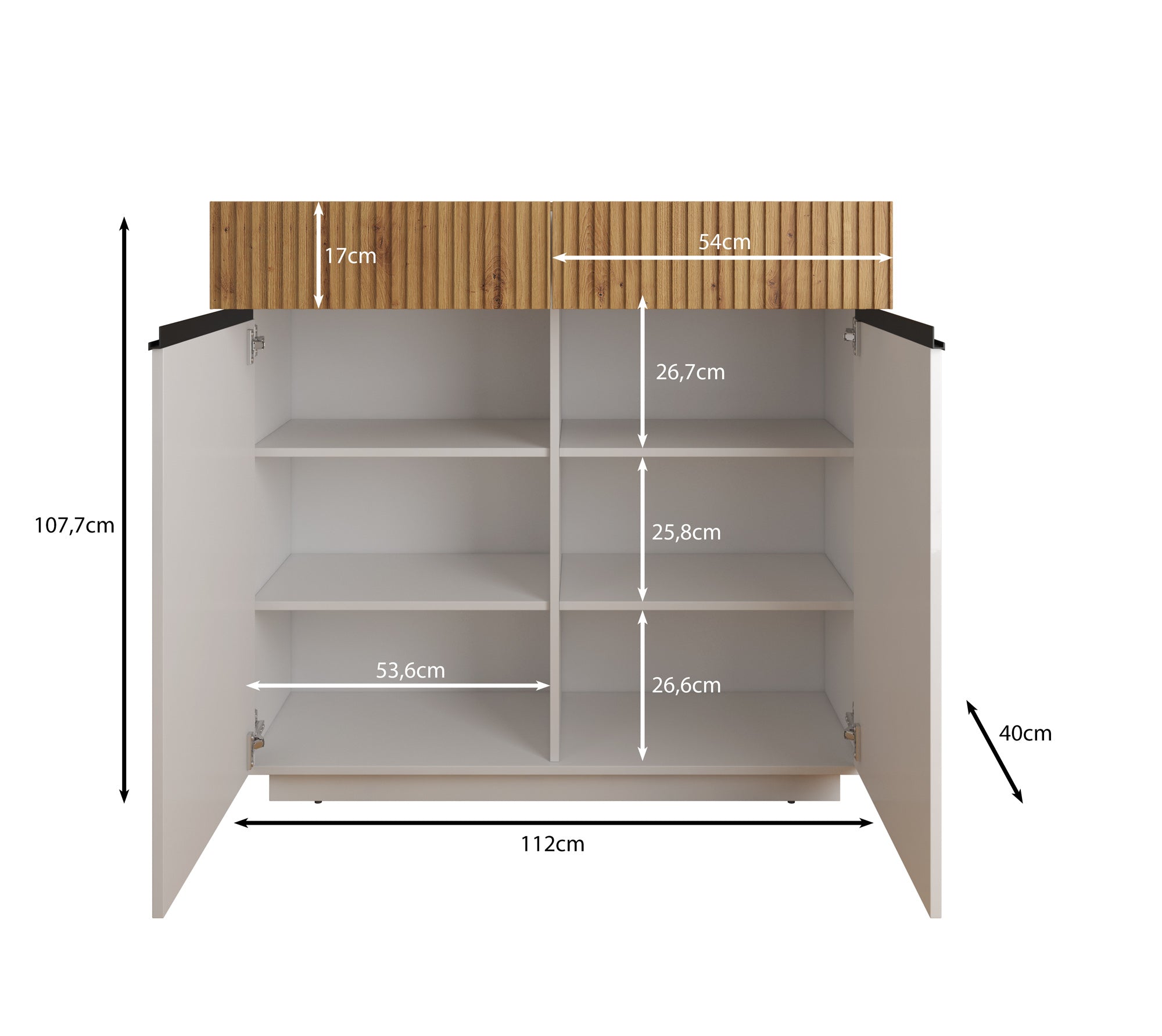 Madeline - Dressoir - Wit - 112x40x108 cm