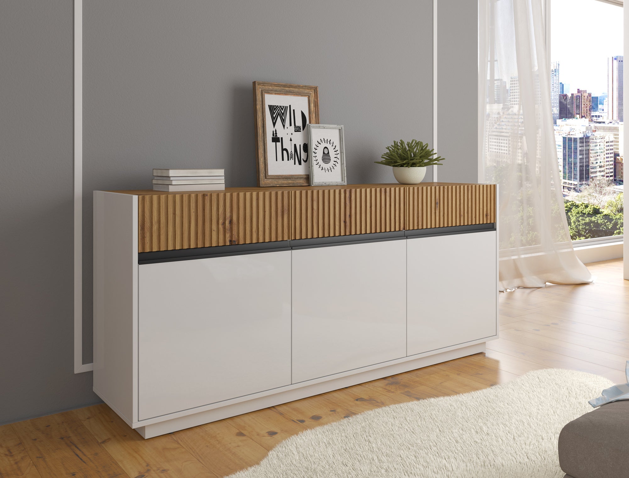 Dressoir Madeline - Wit - 166 cm