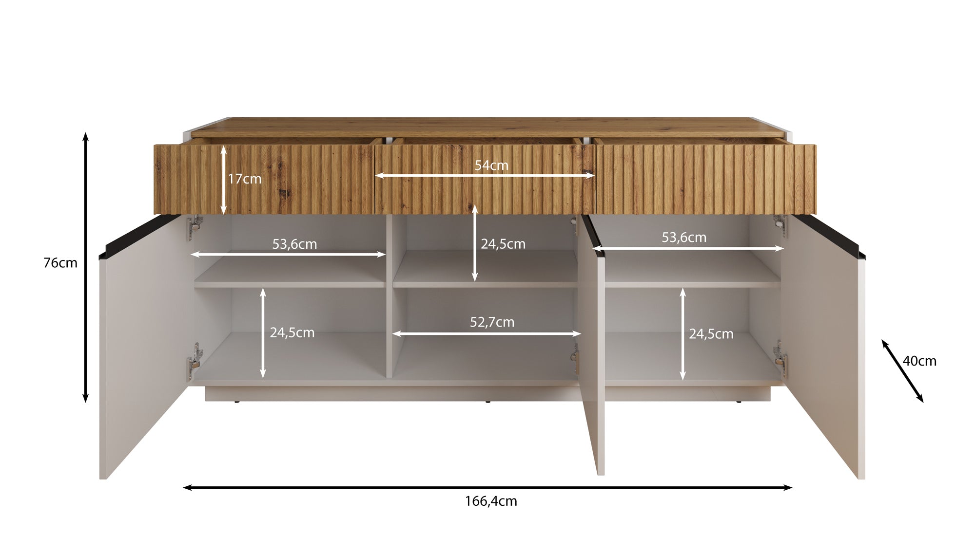 Dressoir Madeline - Wit - 166 cm