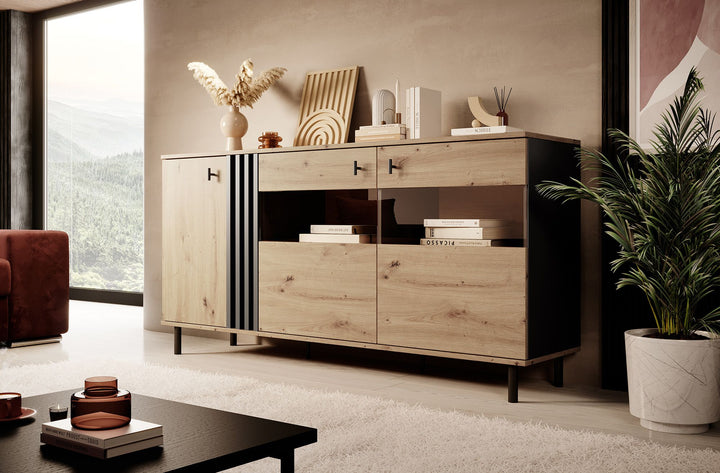 Marcos 2 - Dressoir - Eiken/antraciet - 165x40x82 cm