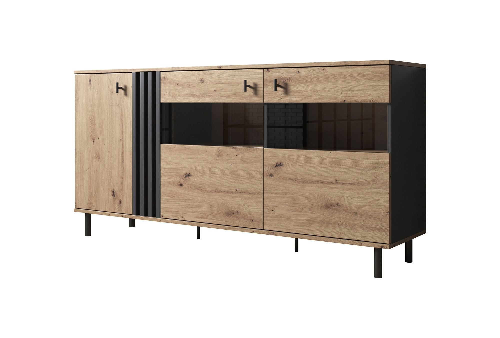 Marcos 2 - Dressoir - Eiken/antraciet - 165x40x82 cm
