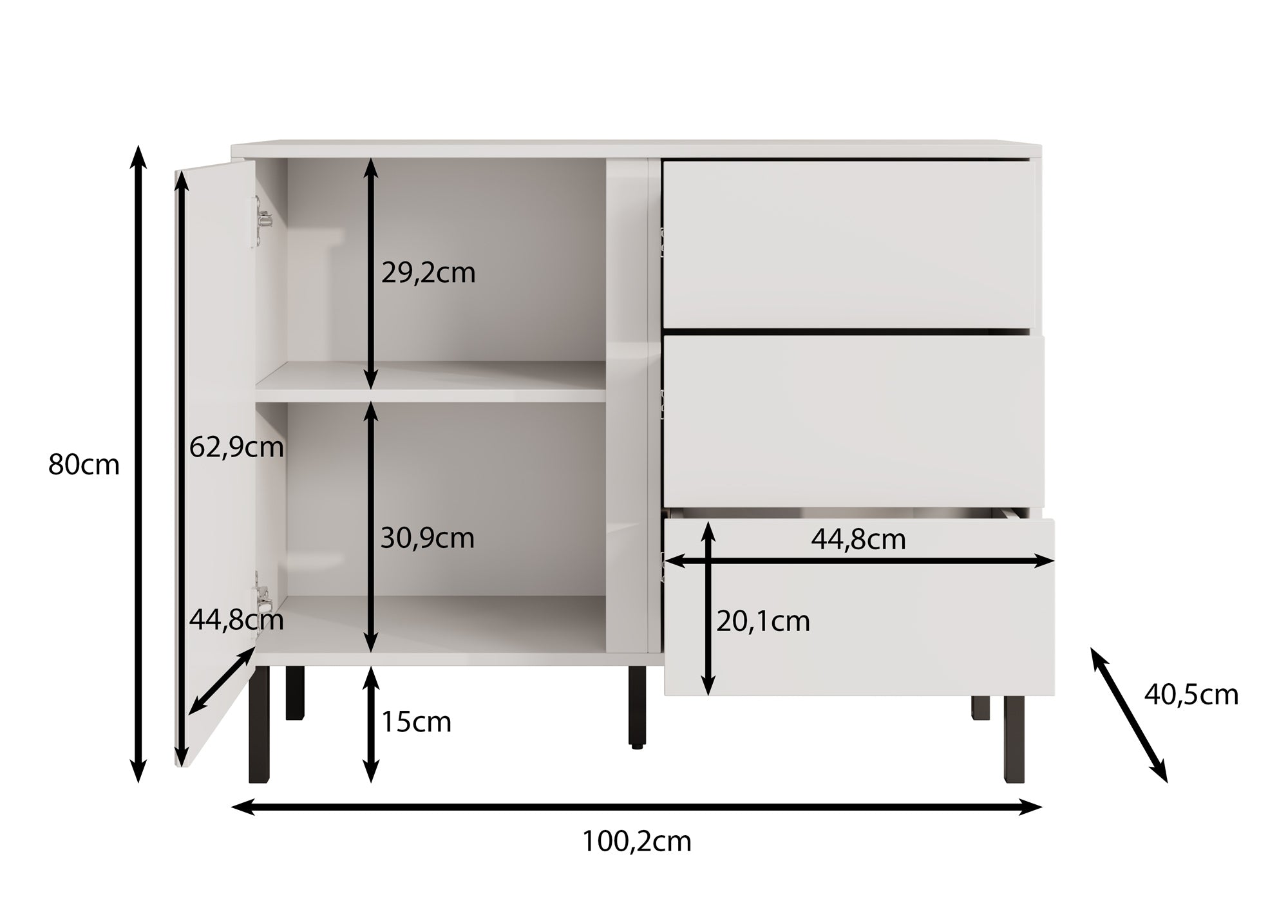 Margareth - Dressoir - Eiken - 100x41x80 cm