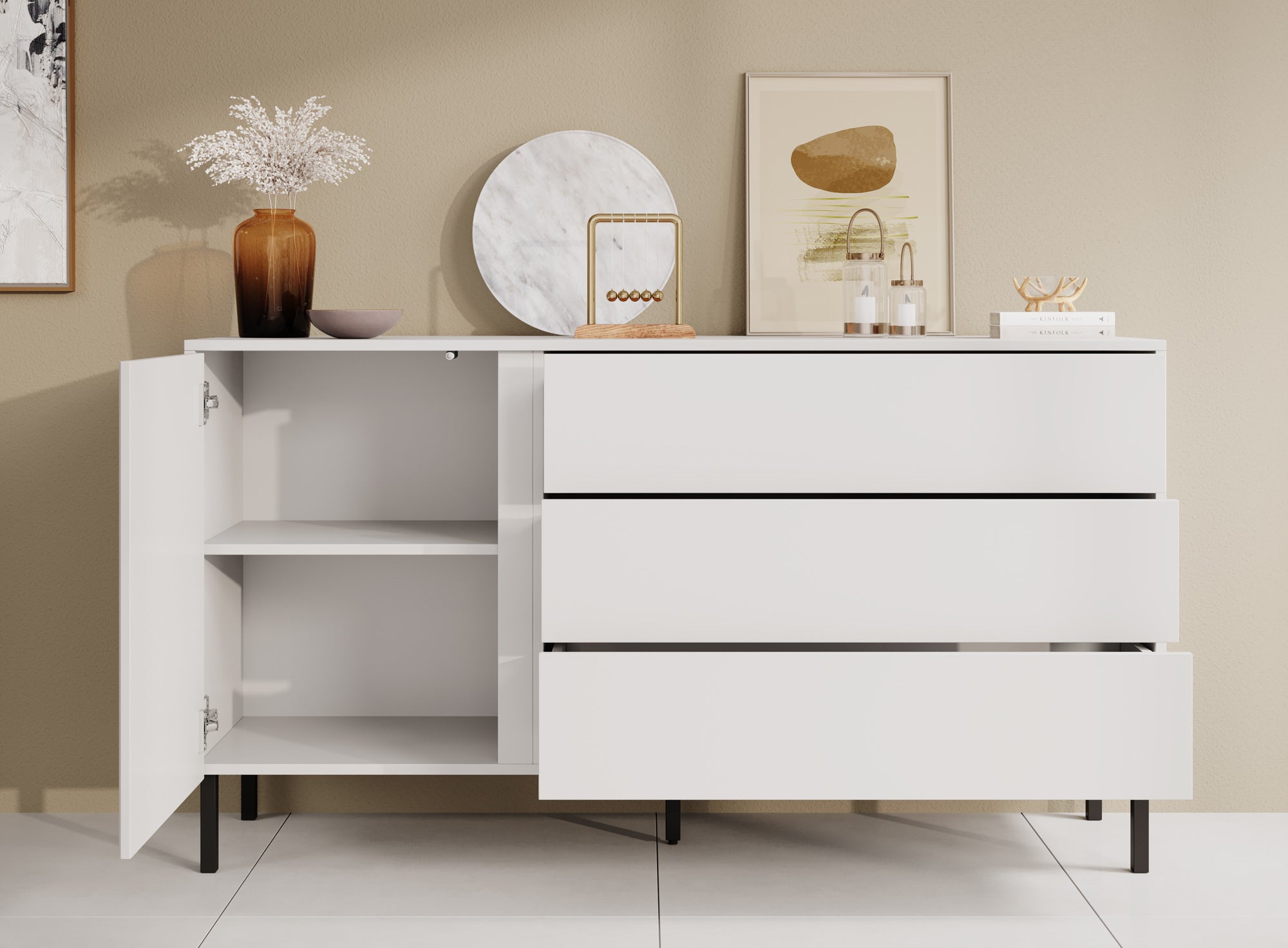 Margareth 2 - Dressoir - Wit - 145x41x80 cm
