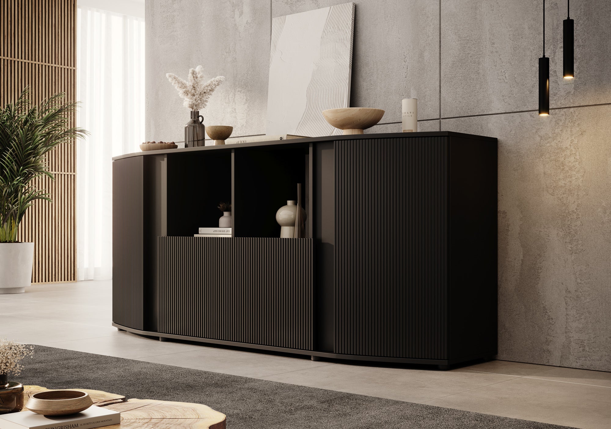 Minsk - Dressoir - Zwart - 179x47x82 cm