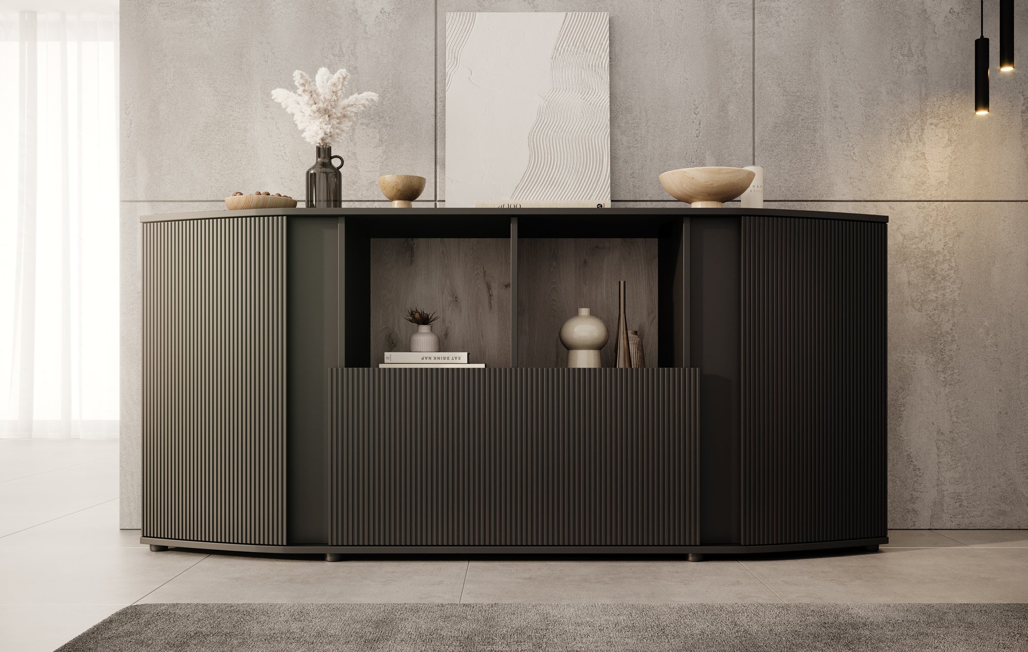 Minsk - Dressoir - Zwart - 179x47x82 cm