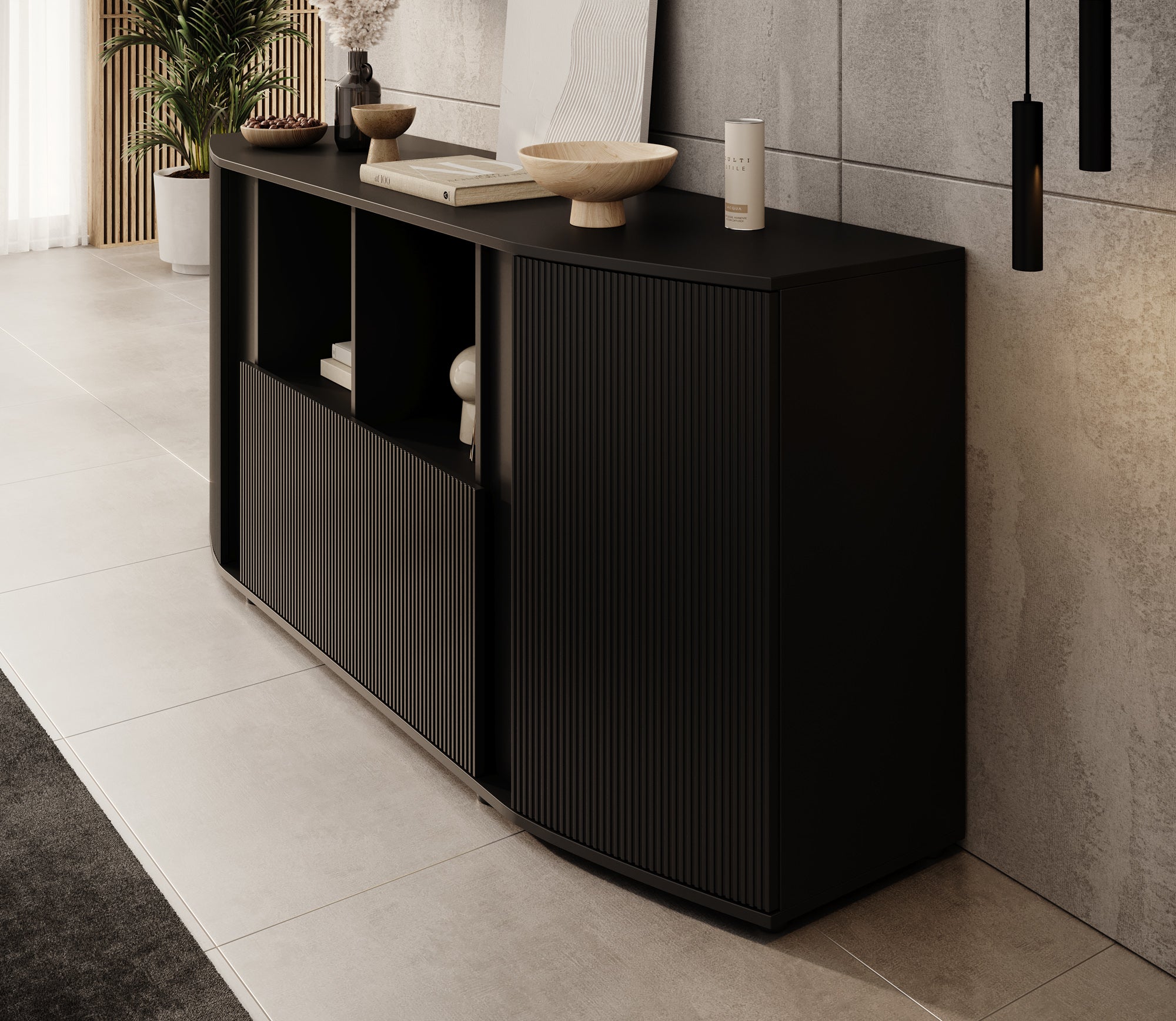 Minsk - Dressoir - Zwart - 179x47x82 cm