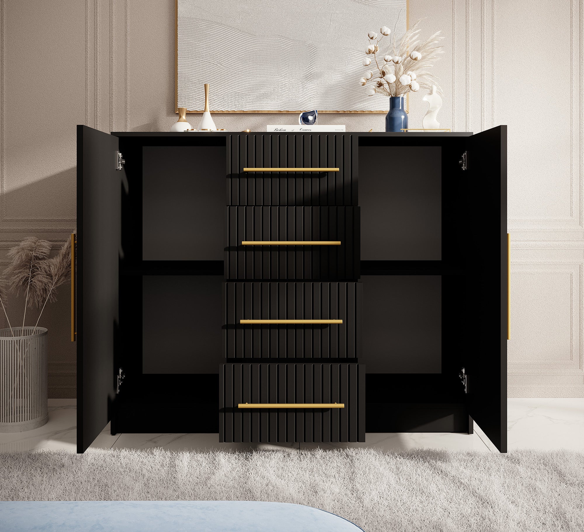 Mint - Dressoir - Mat zwart - 120x40x100 cm