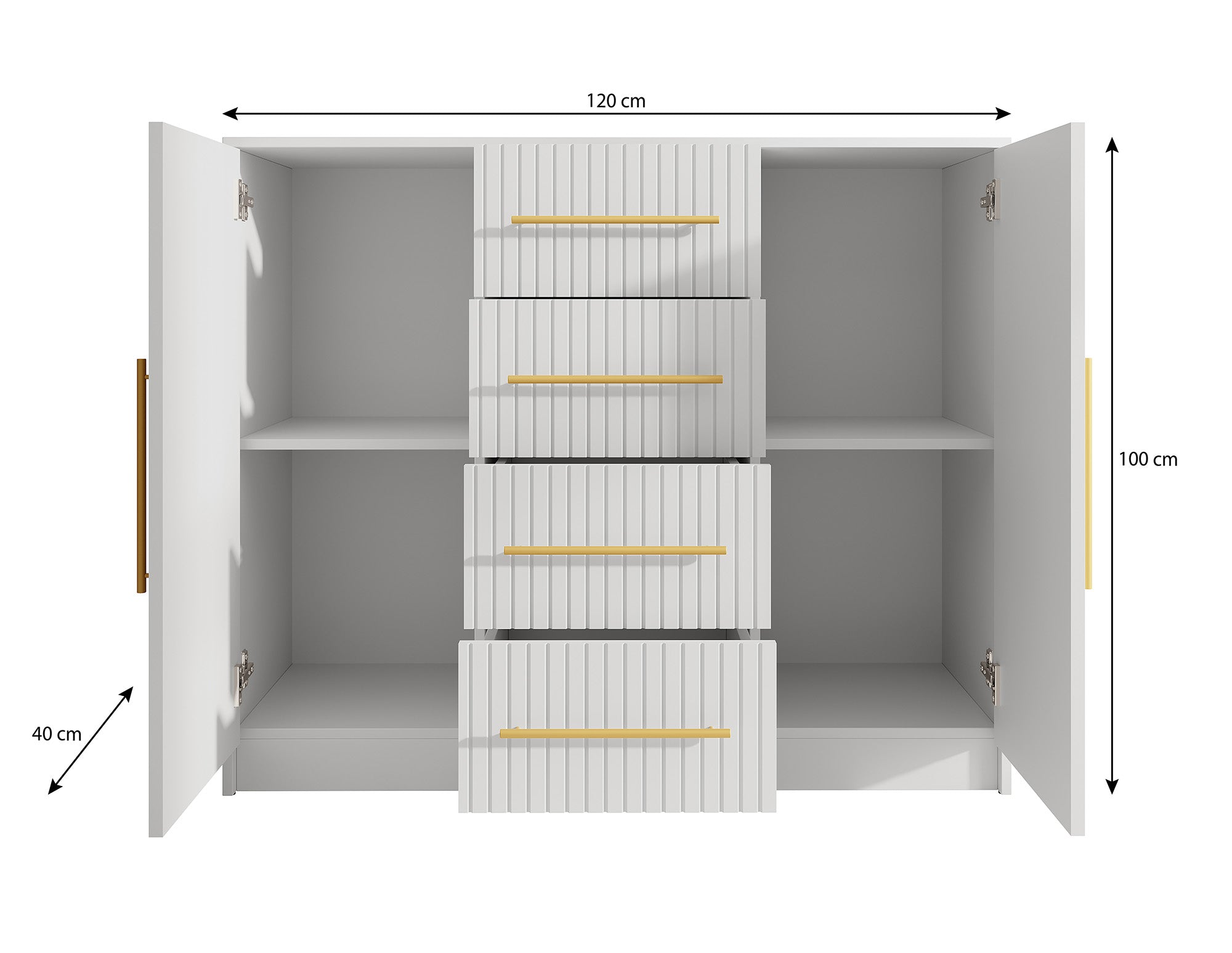 Mint - Dressoir - Mat zwart - 120x40x100 cm