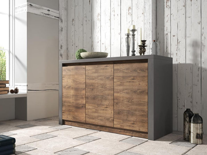 Monaco - Dressoir - Eiken/grijs - 130x43x80 cm