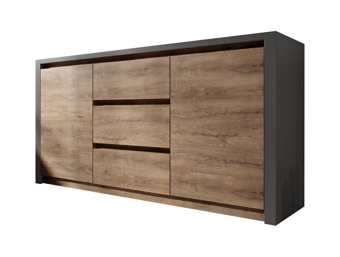 Monaco - Dressoir - Eiken/grijs - 140x43x80 cm
