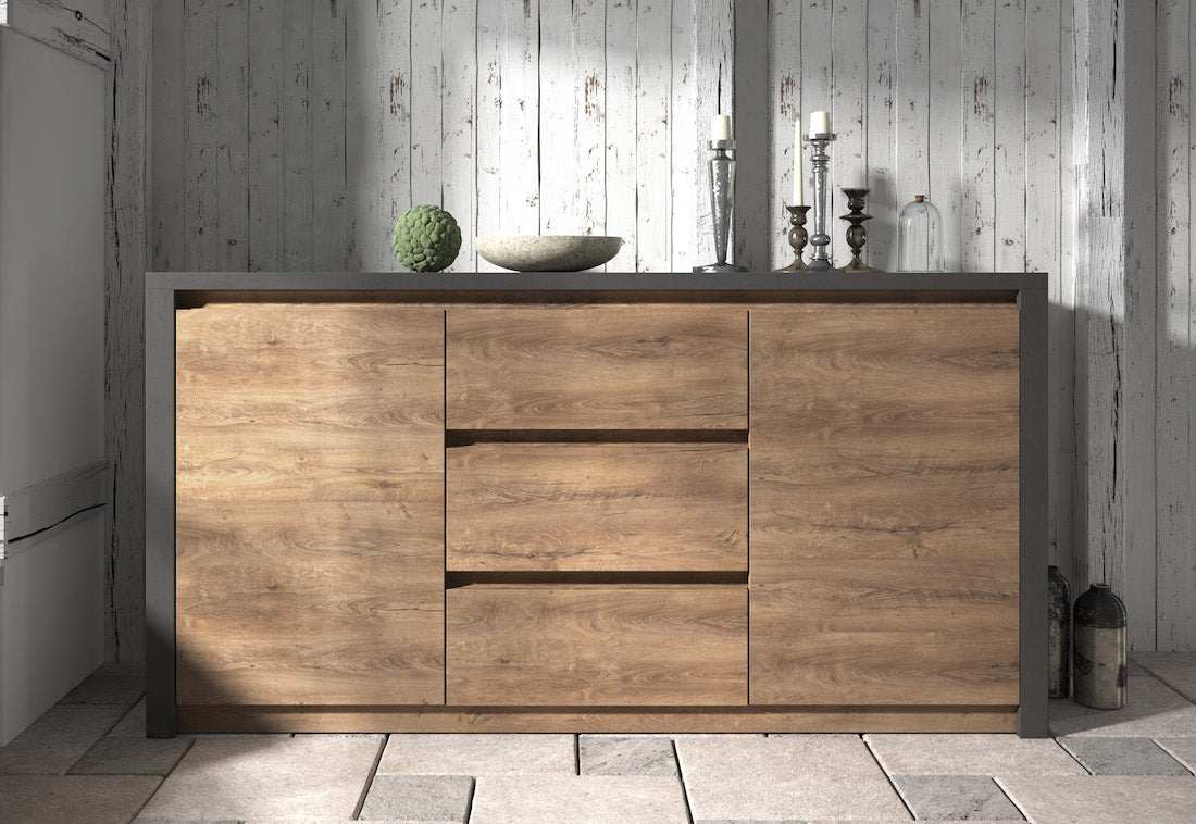 Monaco - Dressoir - Eiken/grijs - 140x43x80 cm