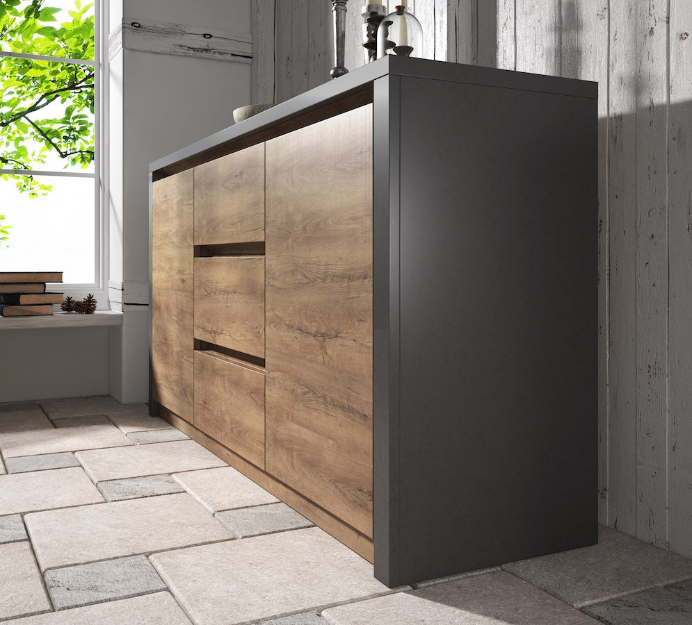 Monaco - Dressoir - Eiken/grijs - 140x43x80 cm