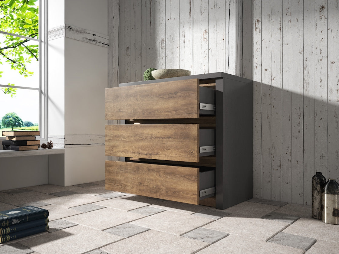 Monaco - Dressoir - Eiken/grijs - 90x43x80 cm