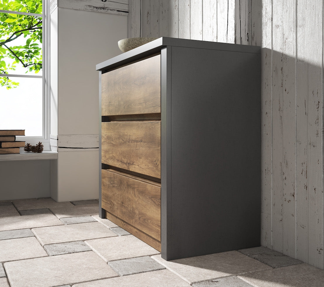 Monaco - Dressoir - Eiken/grijs - 90x43x80 cm