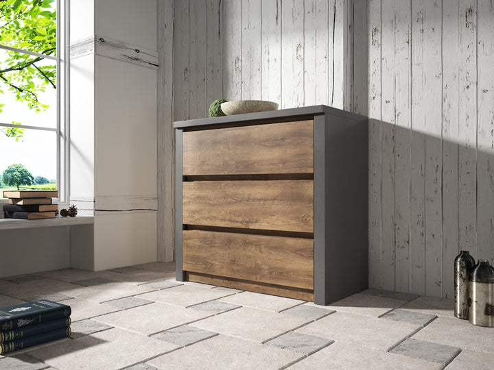 Monaco - Dressoir - Eiken/grijs - 90x43x80 cm