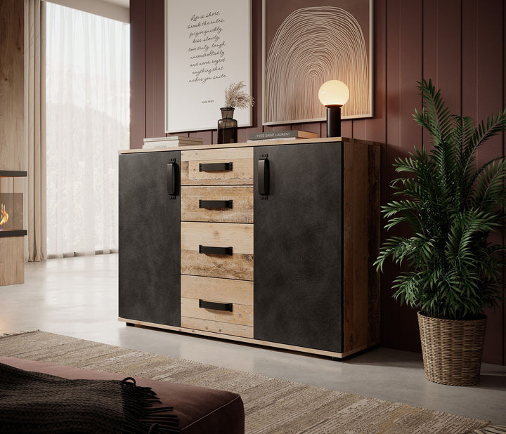 Montreal - Dressoir - Grijs/old wood - 120x32x83 cm