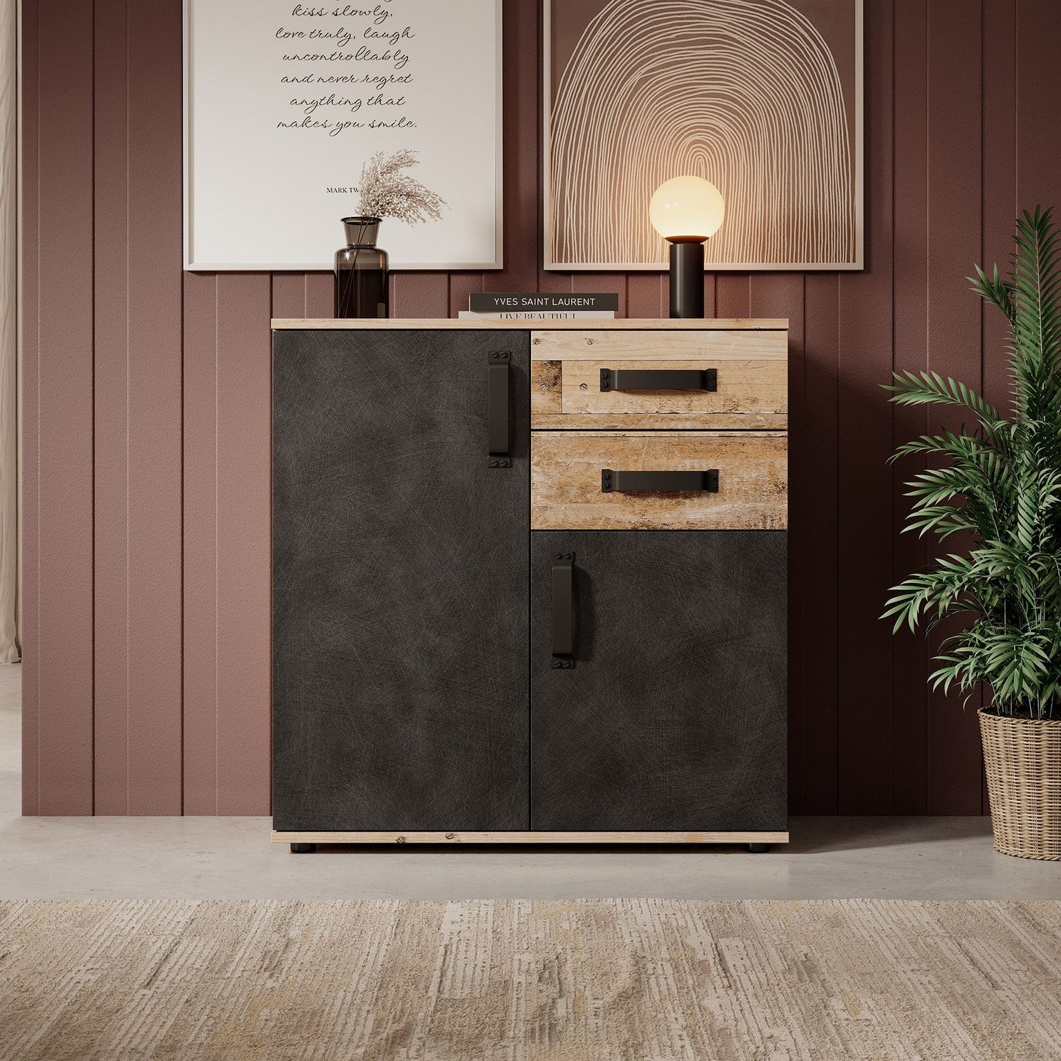 Montreal - Dressoir - Grijs - Old wood - 80x32x83 cm