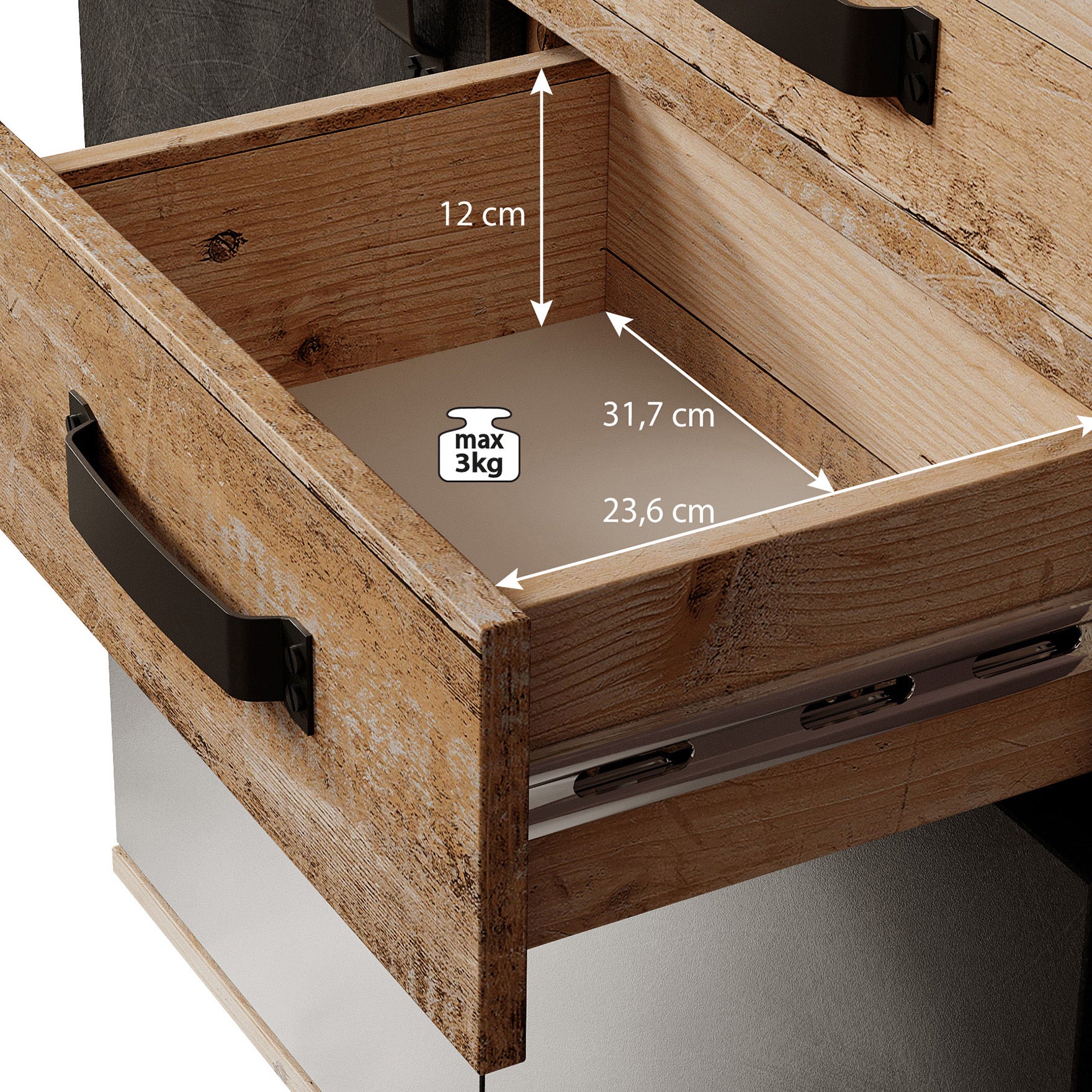 Montreal - Dressoir - Grijs - Old wood - 80x32x83 cm